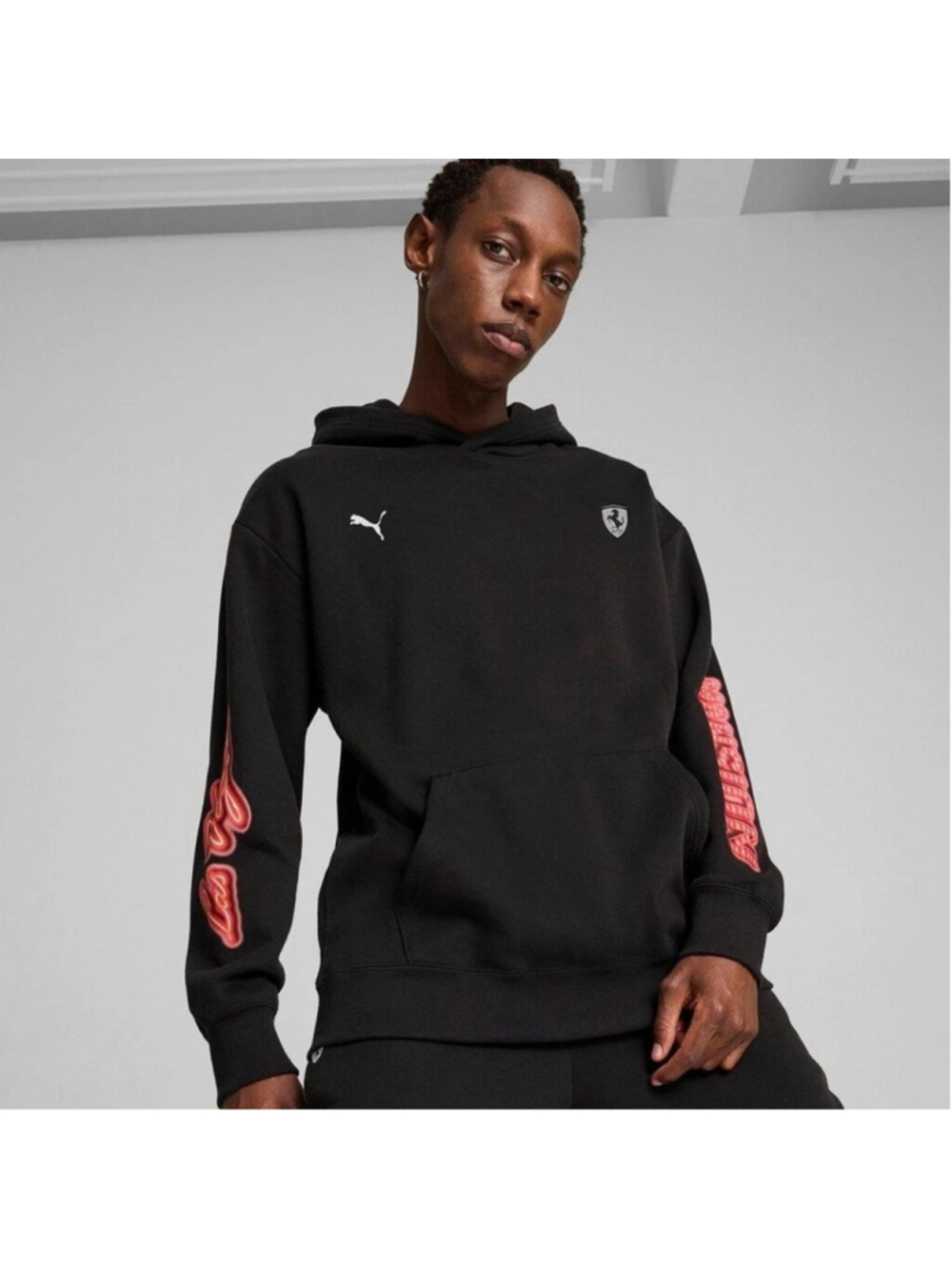 PUMA x Ferrari Race Neon Hoodie Black Red Men's Sz M *NEW* 627062-01 $110